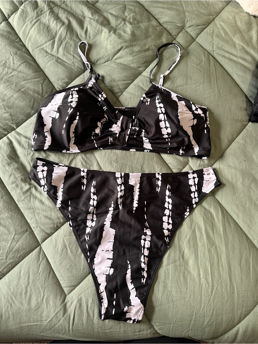 Black & White Tie-Dye Bikini Set